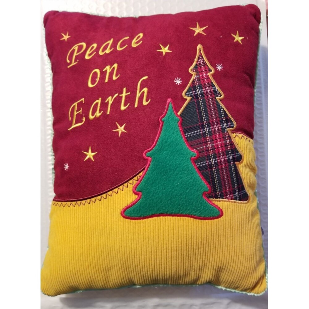 Mary Meyer Holiday Decorative Pillow Peace On Earth Rare Find Embroidered